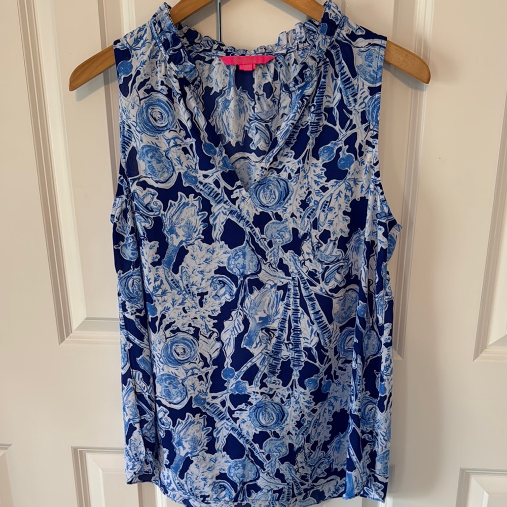 Lilly Pulitzer Floral Blue Sleeveless Women's Top